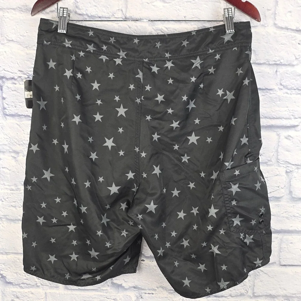 NWT Stussy Mens Star Print Board Cargo Shorts‎ Black Grey Swim Trunks Size 33